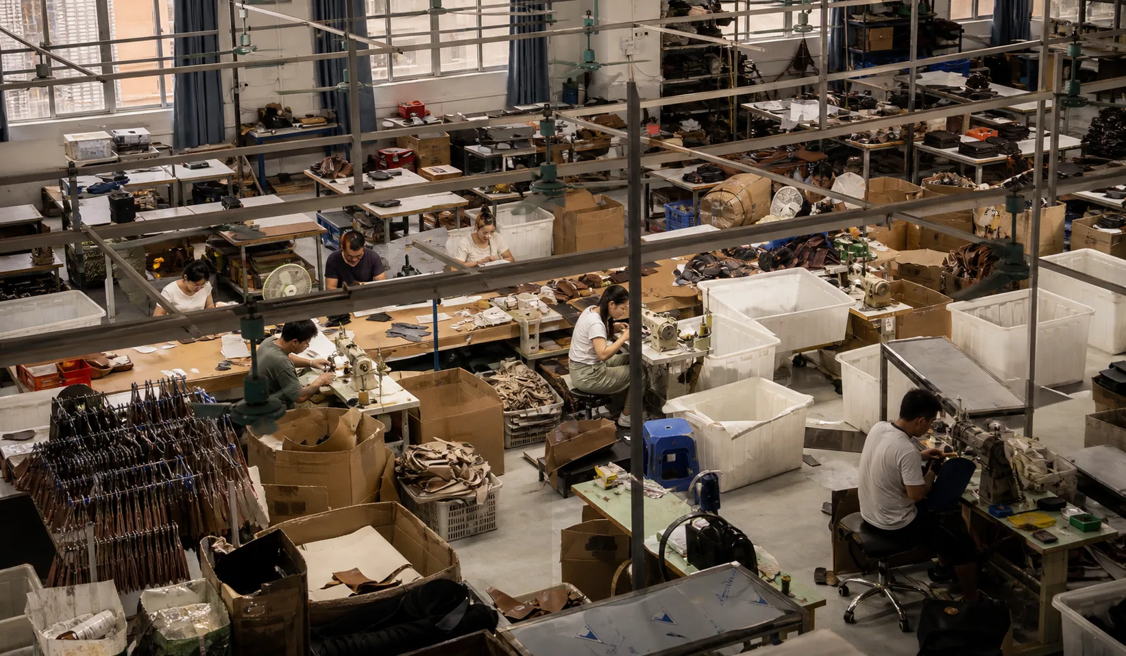 Leather handbag production line at BODA