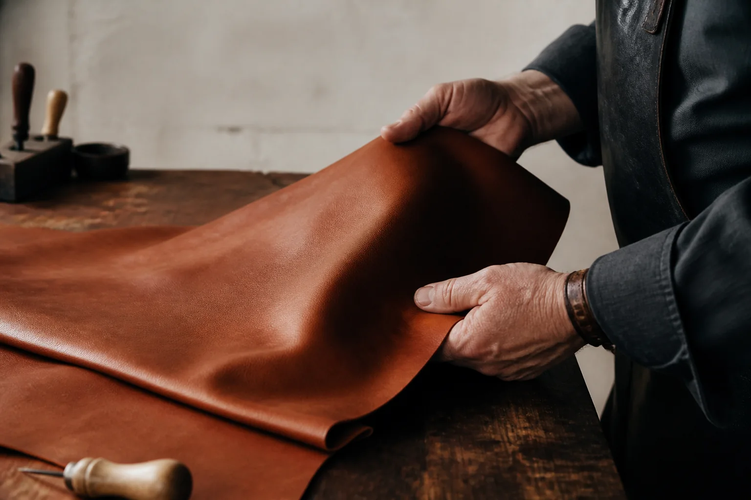 Concept visual of genuine leather material selection