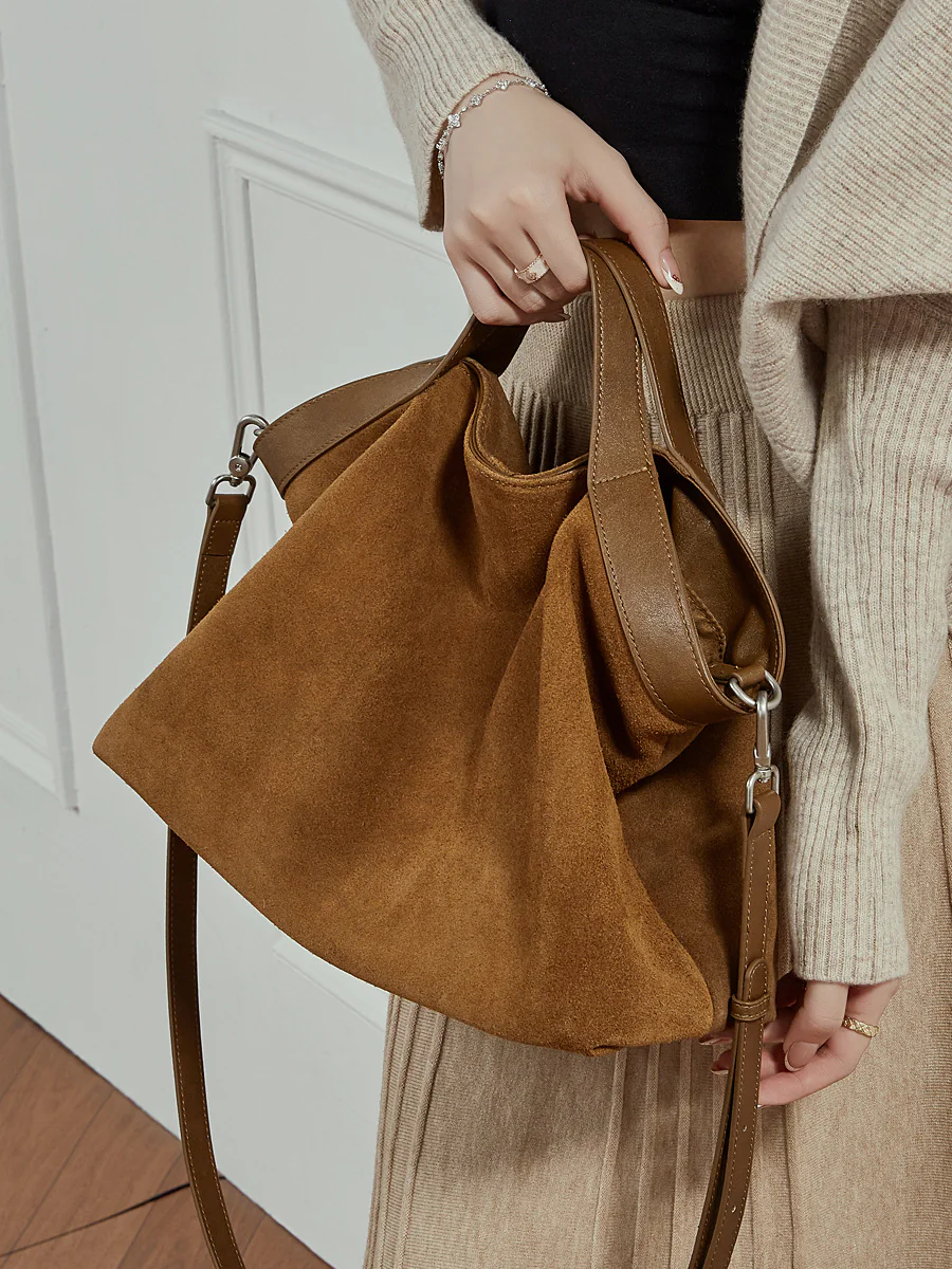 Suede Soft-Form Tote — BODA leather handbag manufacturing