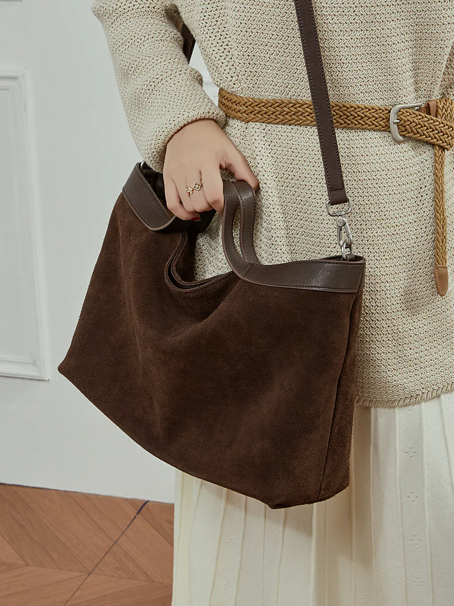 Suede Soft-Form Tote — BODA leather handbag manufacturing