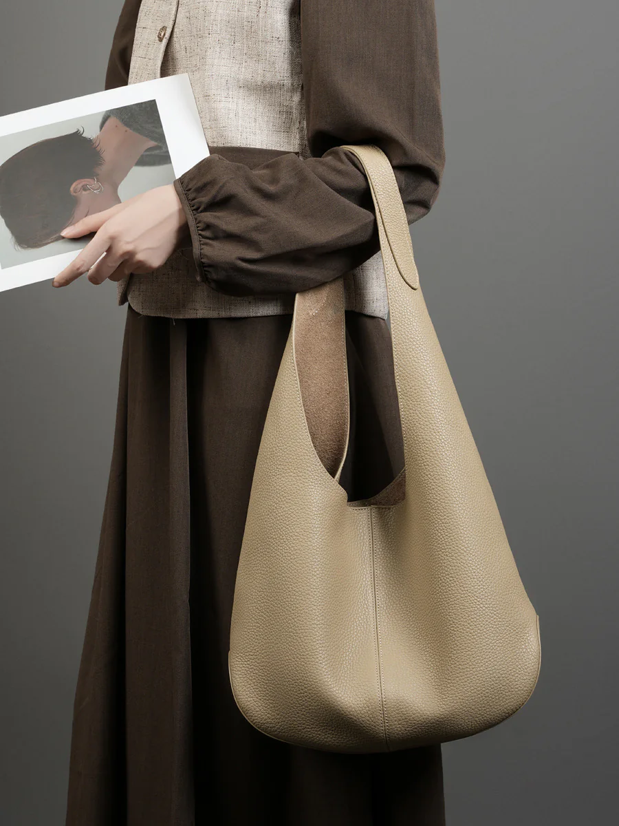 Grained Leather Hobo — BODA leather handbag manufacturing