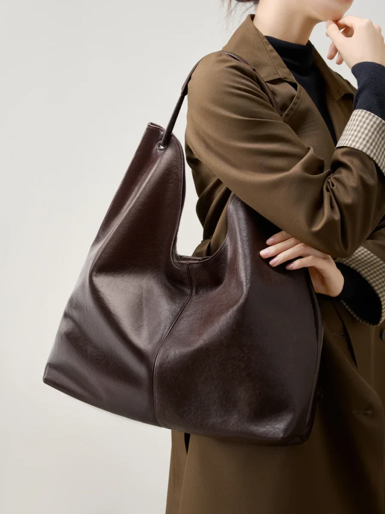 Oversized Soft Leather Shoulder Bag — BODA leather handbag manufacturing