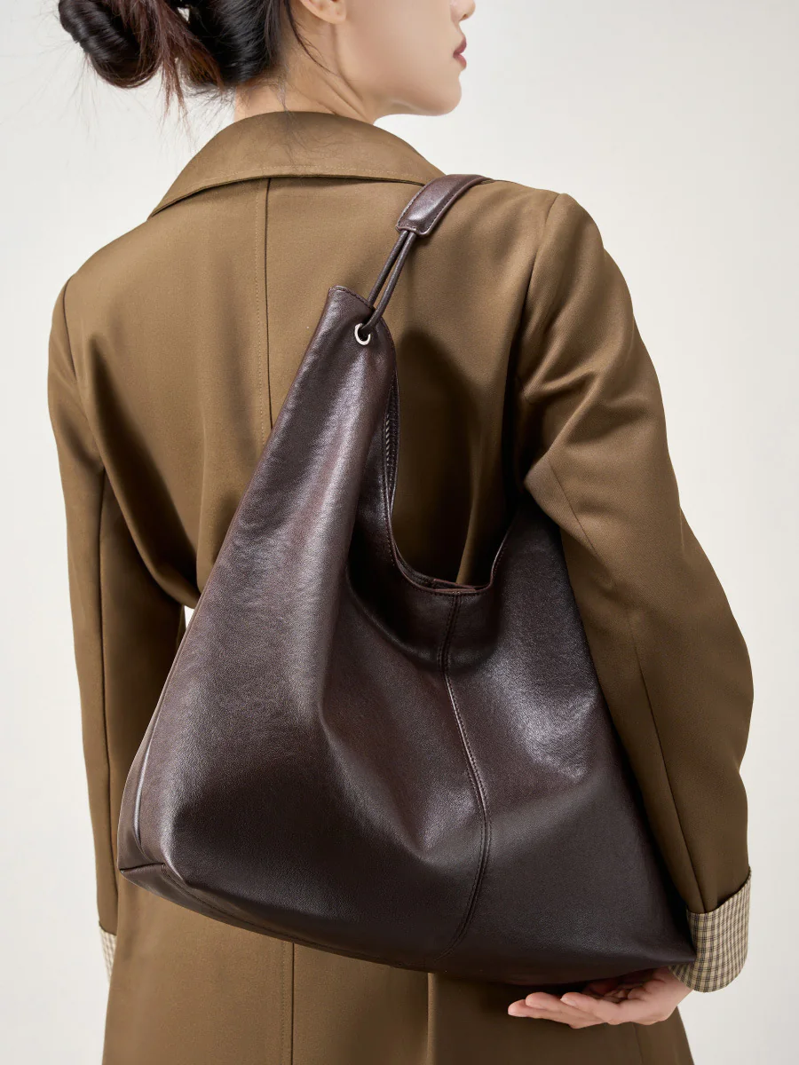 Oversized Soft Leather Shoulder Bag — BODA leather handbag manufacturing