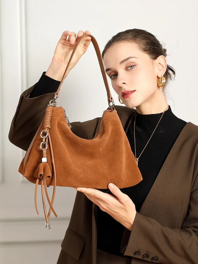 Suede Tassel Hobo — BODA leather handbag manufacturing
