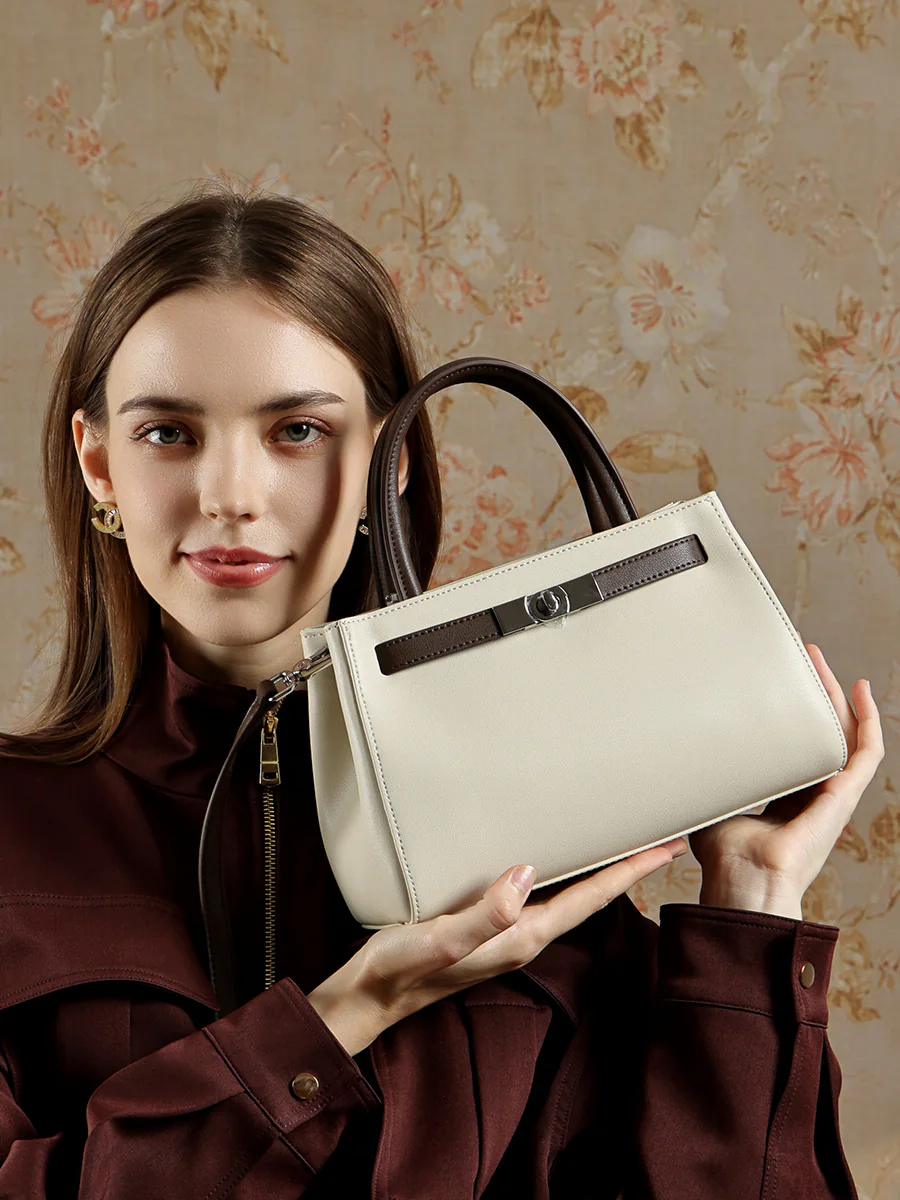 Contrast Trim Mini Top Handle — BODA leather handbag manufacturing