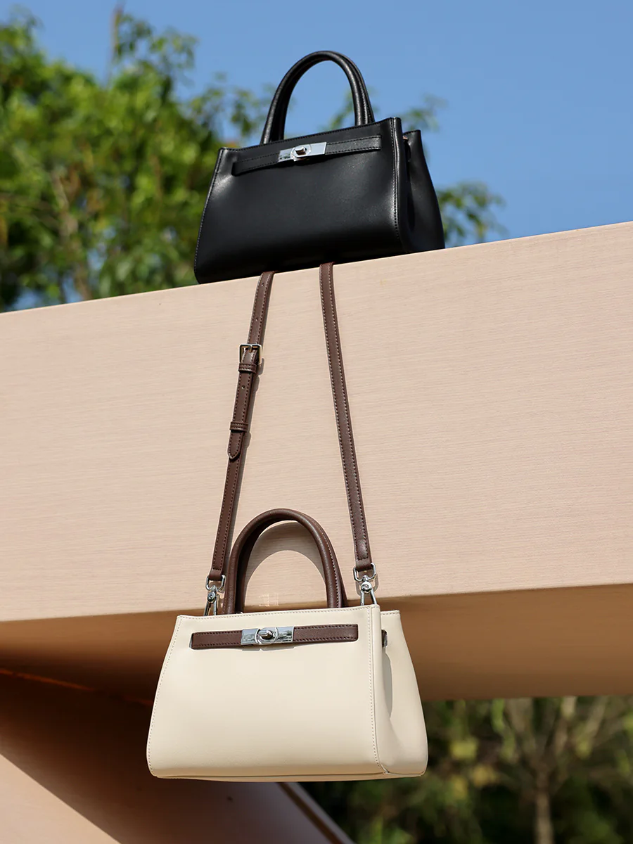 Contrast Trim Mini Top Handle — BODA leather handbag manufacturing