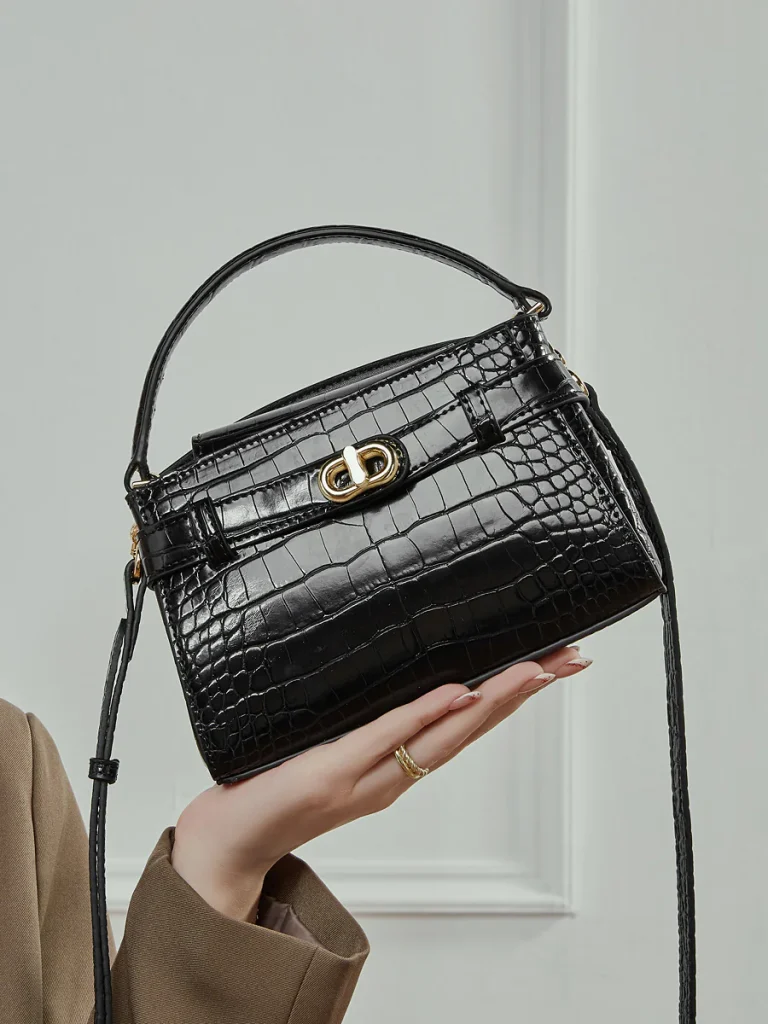 Croc-Embossed Mini Top Handle — BODA leather handbag manufacturing