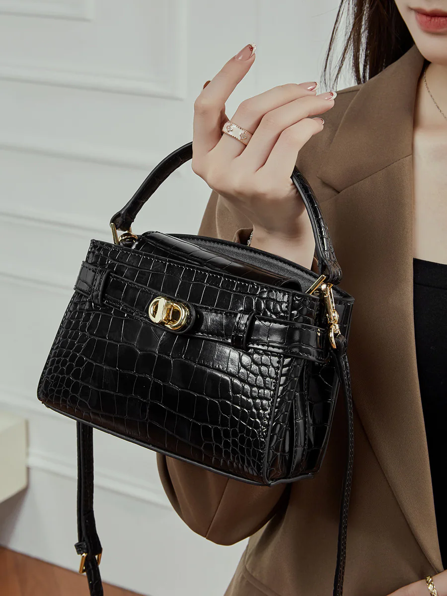 Croc-Embossed Mini Top Handle — BODA leather handbag manufacturing