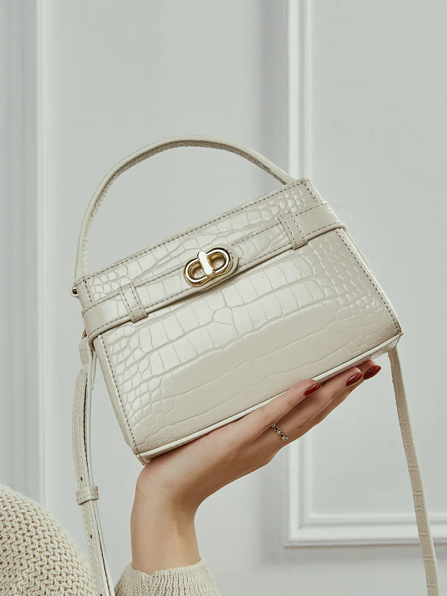 Croc-Embossed Mini Top Handle — BODA leather handbag manufacturing