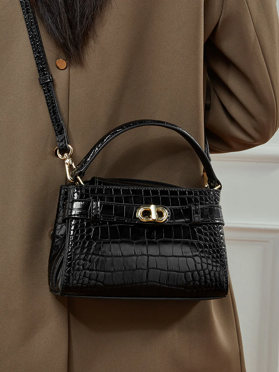 Croc-Embossed Mini Top Handle — BODA leather handbag manufacturing