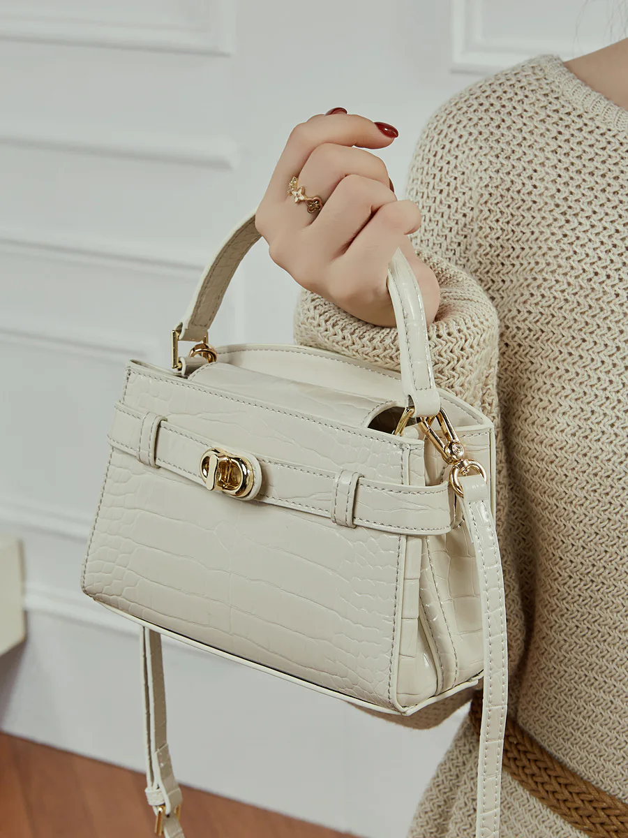 Croc-Embossed Mini Top Handle — BODA leather handbag manufacturing