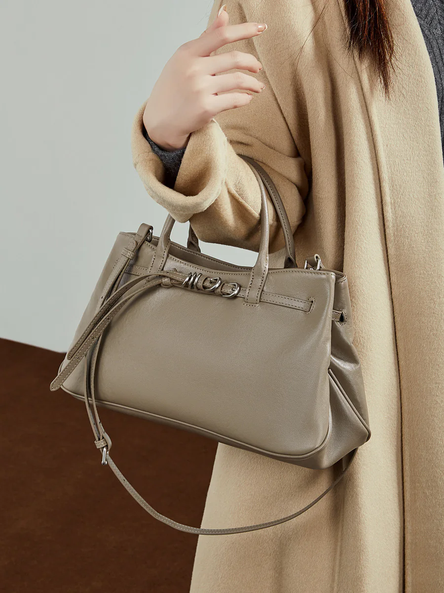 Drawstring Detail Top Handle Bag — BODA leather handbag manufacturing